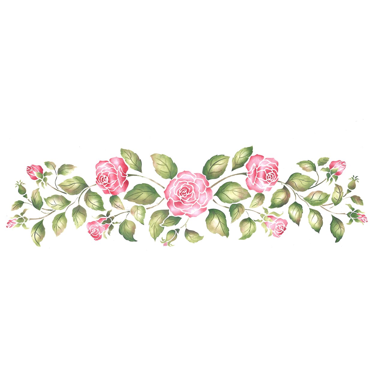 Small Rose Wall Stencil Border | 2415 by Designer Stencils | Floral Stencils | Reusable Art Craft Stencils for Painting on Walls, Canvas, Wood | Reusable Plastic Paint Stencil for Home Makeover | Easy to Use & Clean Art Stencil
